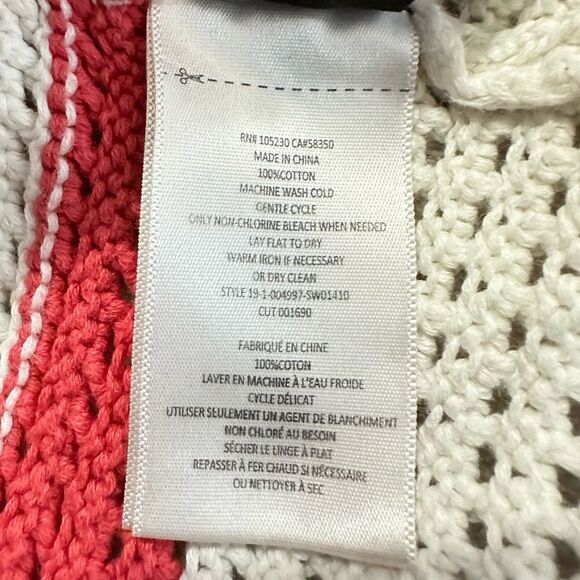 Joie Diza Pullover Sweater Women's XS Ivory Red Striped Crochet Long Sleeve RTR - Picture 10 of 14